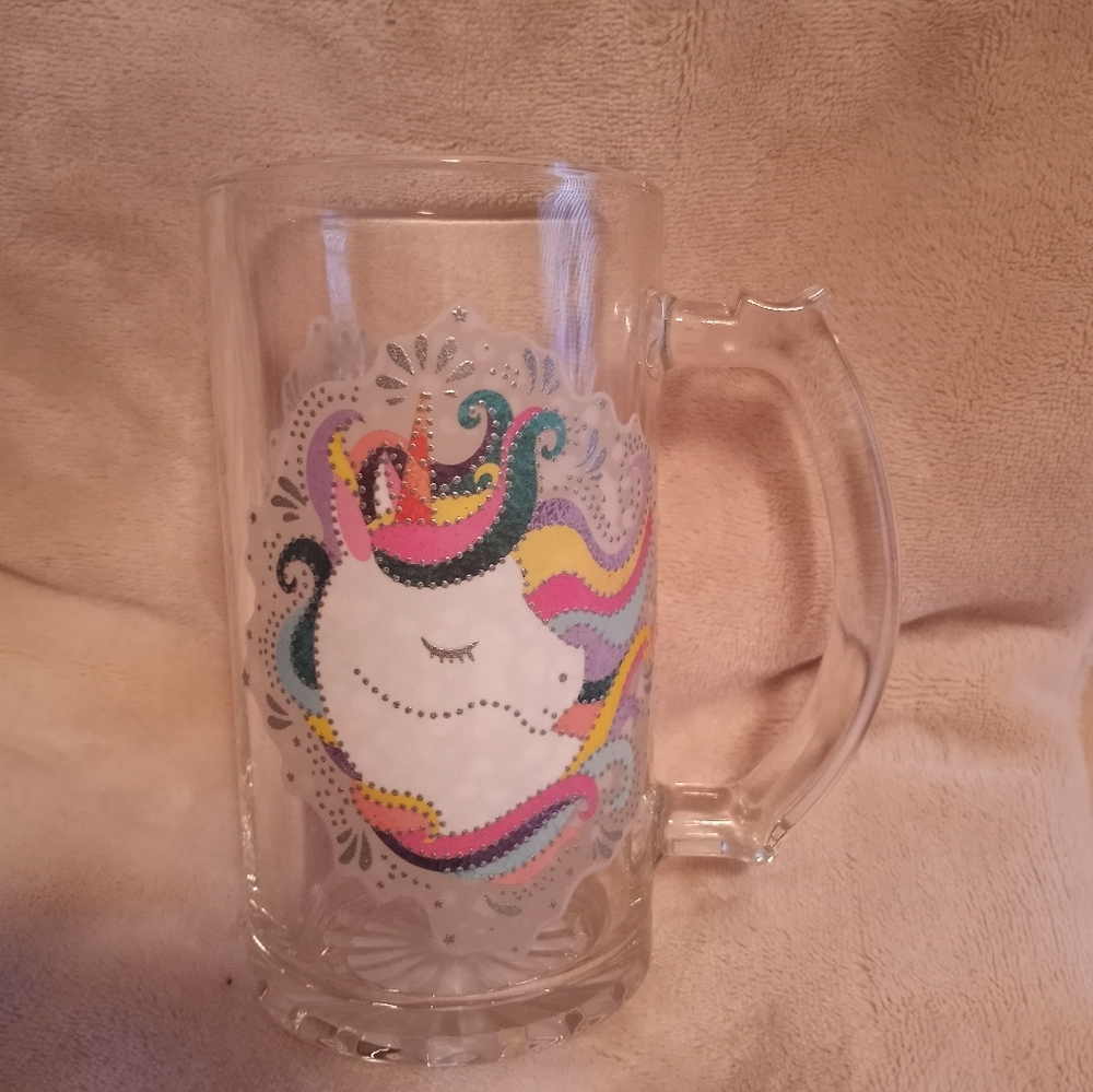 Unicorn glass with handle.